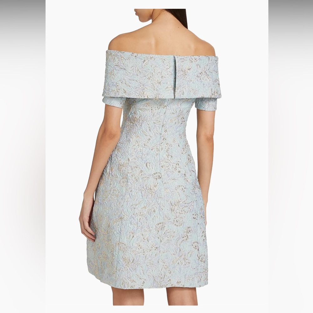 Rickie Freeman for Teri Jon Strapless Metallic Jacquard Cocktail Dress - Picture 6 of 16